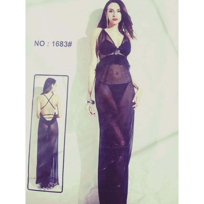 Transparent Net Lace Long Nightie For Her